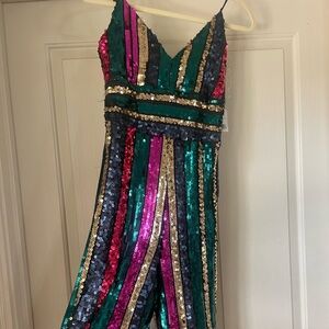 Multi colored full sequin jumpsuit size 5
